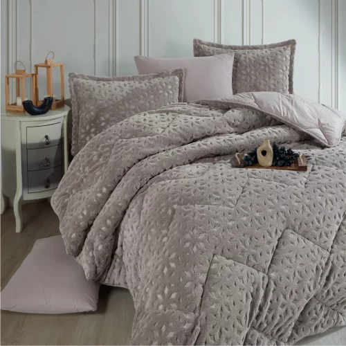 Set de lenjerie de pat cu pătură Babil Beige