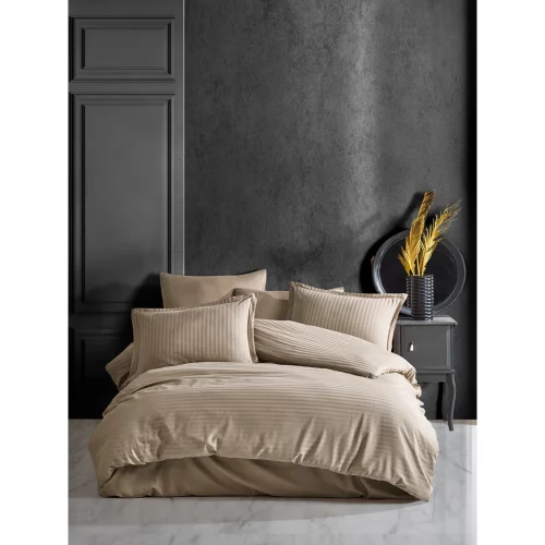 Постельное белье Clasy Stripe Satin Light Brown